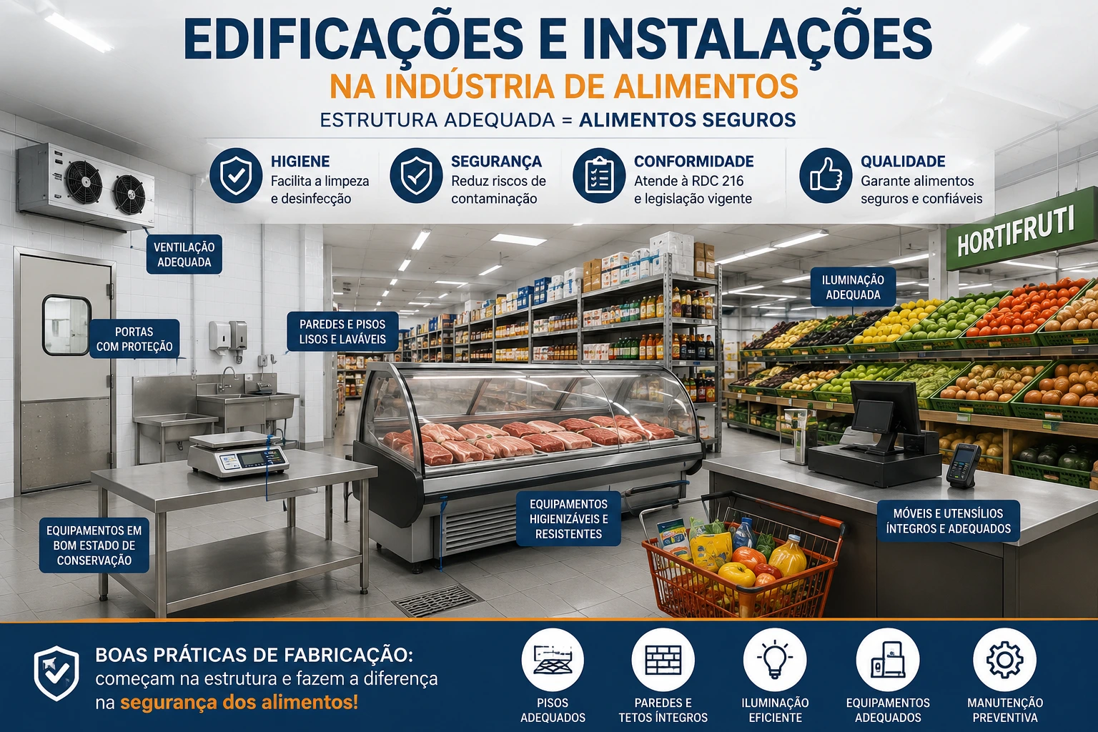 Edificações e Instalações na Indústria de Alimentos: requisitos da RDC 216 para garantir a segurança dos alimentos